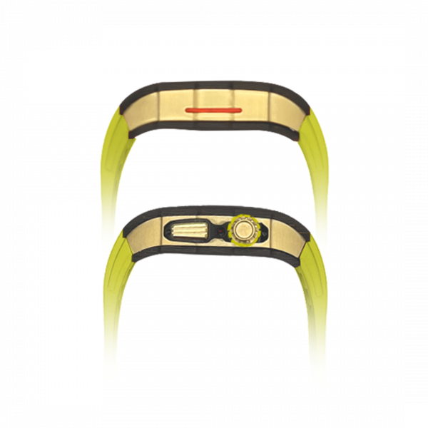 Gold carbon fiber colored case - LimeGreen Strap