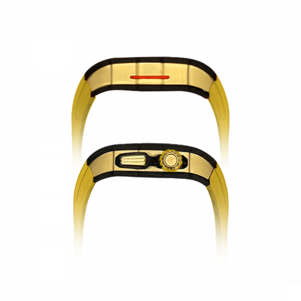 Gold carbon fiber colored case - yellow Strap